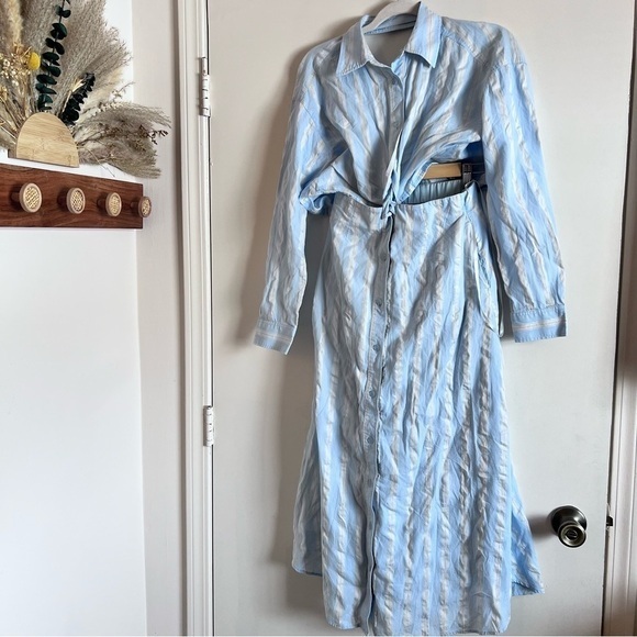 MOUSSY PENELOPE STRIPED BUTTON UP DRESS maxi‎ SIZE Small - Picture 15 of 16